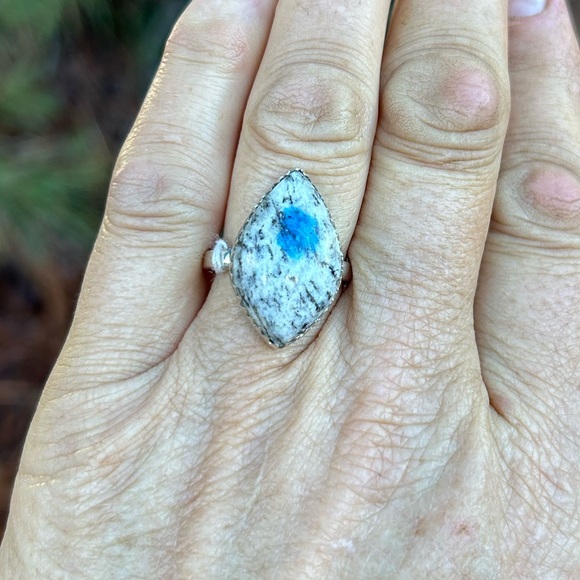 925 Silver Artisan Azurite In Quartz Ring SZ 9.5 - Picture 5 of 6